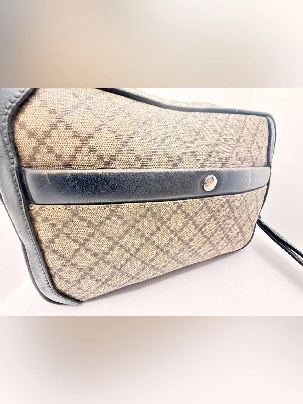 Gucci diamanté Brown and Black Toiletry Wristlet Bag